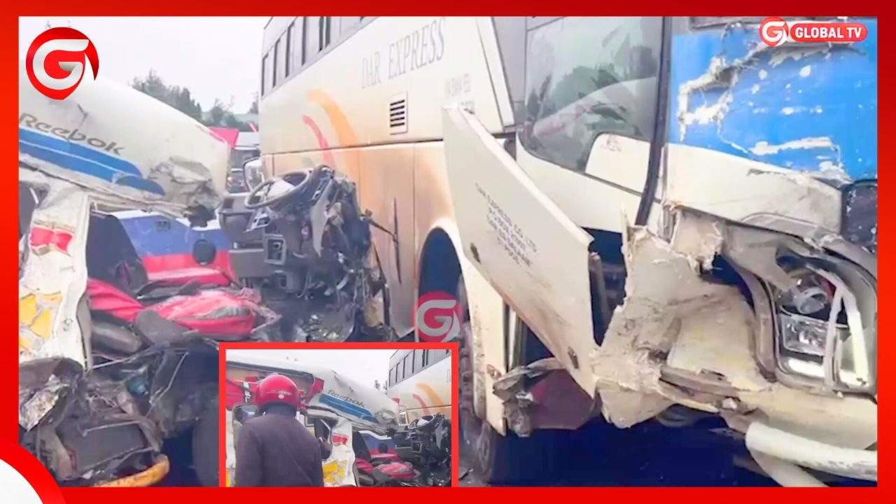 AJALI ya BASI la DAR EXPRESS ARUSHA -LAGONGANA na DALADALA USO kwa USO MBELE ya KIBAO cha SPEED 50..