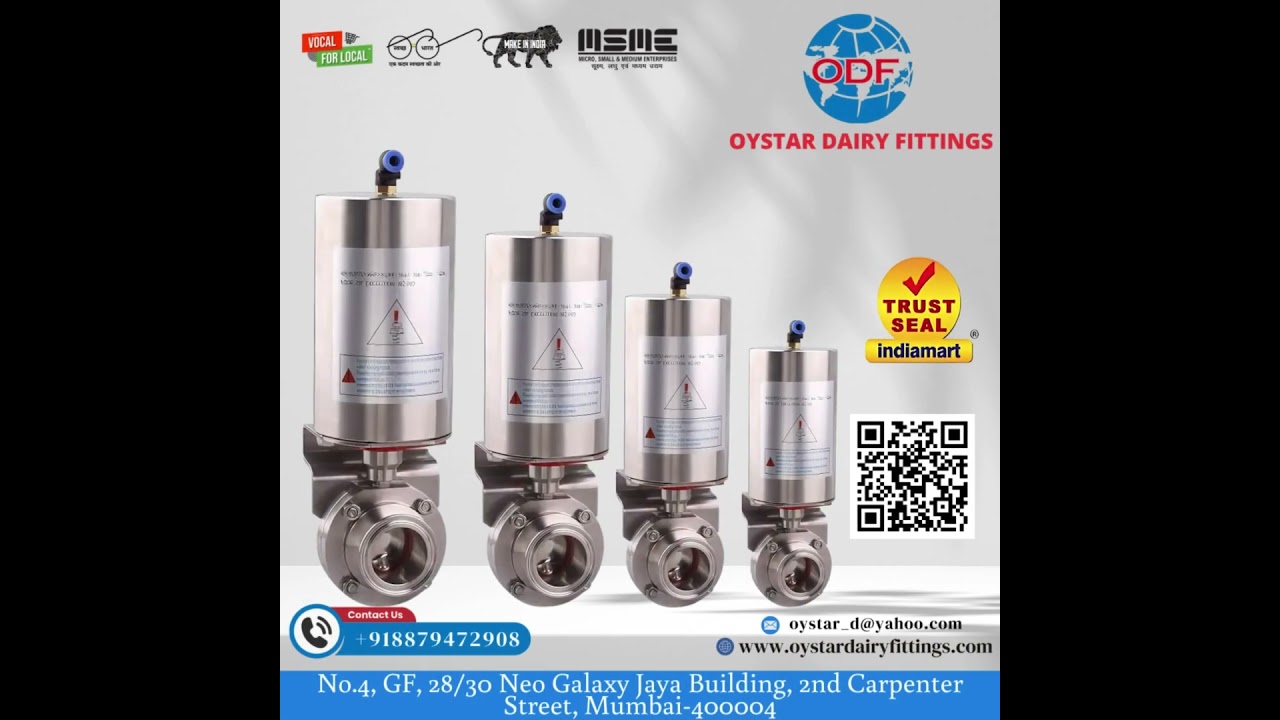 PNEUMATIC BUTTERFLY VALVE TC END | OYSTAR DAIRY FITTINGS | ODF  