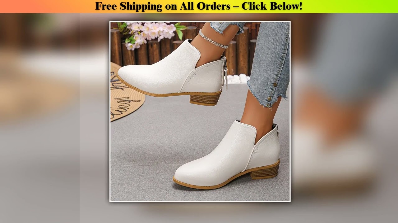 Women British Style Solid Color Low Top Flats Zipper Backstrap Thick Heel Thin Style for All