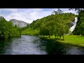 Scandinavian mountains river landscape 4k relaxing river sounds from mountain waterfall 10 hours 