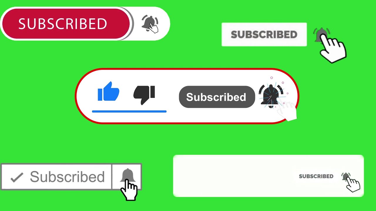 Top 15 | Youtube Animated Green screen Subscribe button with bell icon sound