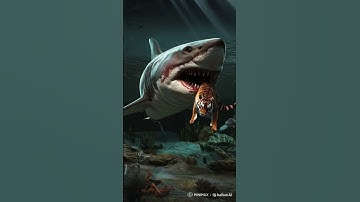 Megalodon vs Great White Shark, Hippo, Tiger, Panther and Elephant  #apex #shorts #animals