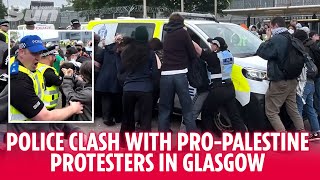 Police clash with pro-Palestine protesters in Glasgow