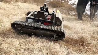 Remote control tank crawler mower can mow grass through complex terrain. #remotecontrollawnmower