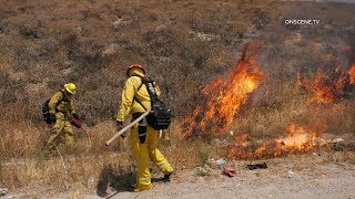 Firefighters Battle Fast-Moving Brush Fire In Riverside