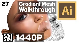 Gradient Mesh Advanced Tutorial - Learn Realistic Drawing (Adobe Illustrator) - Ears (Episode 27)