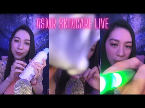 #asmrlivestream Tiktok| English - Vietnamese Skincare roleplay 🍓 mic brushing + mouth sounds