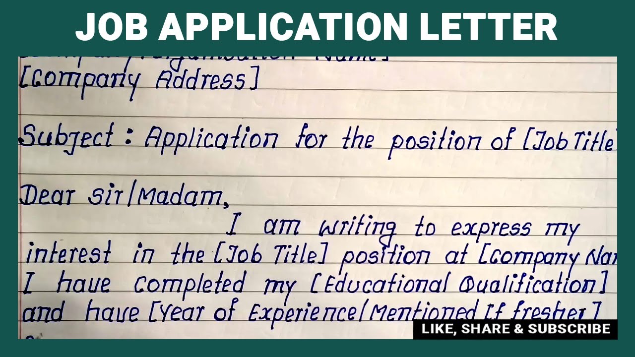 Write Simple Job Application Letter in English | Easy and Short English ...