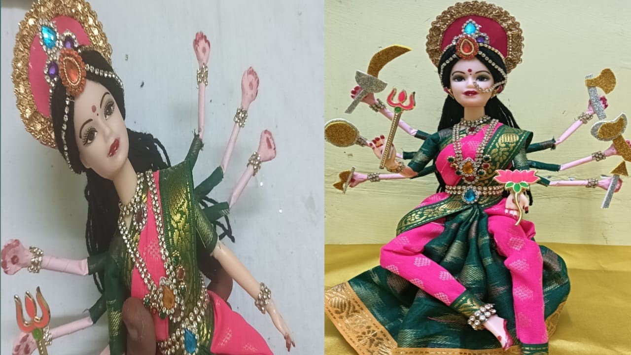 దుర్గా మాత make up#❤️saree draping