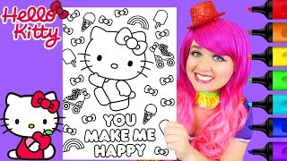Coloring Hello Kitty Ice Cream & Rainbows Coloring Page Prismacolor Markers | KiMMi THE CLOWN