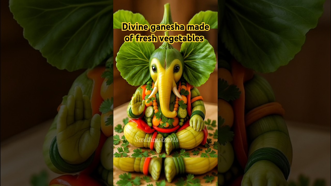 🌿🥕 Divine Vegetable Ganesha Idol | Unique Eco-Friendly Ganesh Chaturthi Decoration 🥦🍅 | #shorts #ai