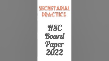 12th Secretarial Practice| HSC Board Exam Paper 2022|