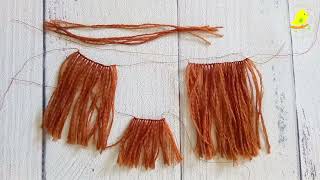 Step by Step Tiny Fabric doll Part 3: How to make yarn doll hair