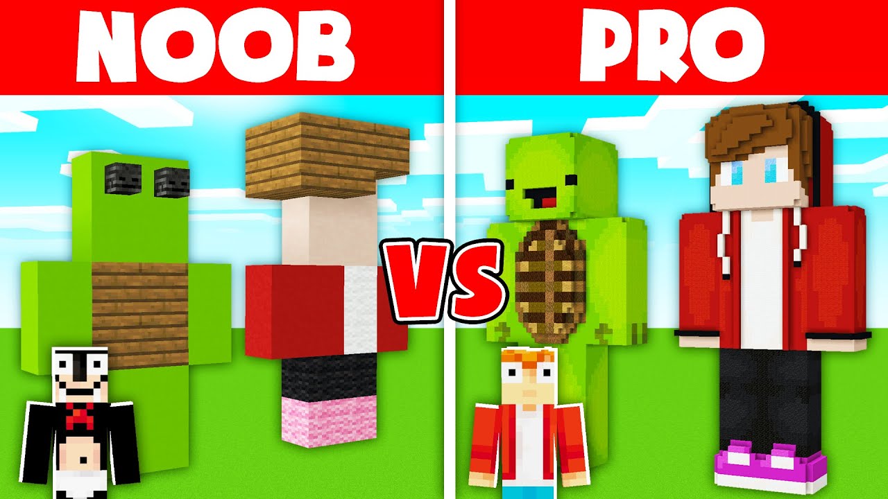 JJ and Mikey Statue Build Battle Noob vs Pro Minecraft Video Like Maizen JJ and Mikey & Cobey