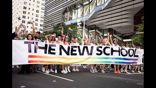 The New School Walks With Pride
A collective of New School students, faculty, and staff joined the New York City Pride March this June. The group marched behind The New School banner to join millions in celebrating the LGBTQIAGNC+ community and in support of those who have been silenced, marginalized, and oppressed in the U.S. and around the world. Hear from the organizers about bringing the community together and the significance of the event.
Featuring:
Mochi Liu, Space Planner
Cotter Christian, Associate Dean of the School of Constructed Environments
Tamara Oyola Santiago, Director of Wellness and Health Promotion The New School Walks With Pride