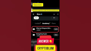 What Are Telegram Mini Apps| Blum Youtube Video Code|Blum What Are Telegram Mini Apps Video Code ans