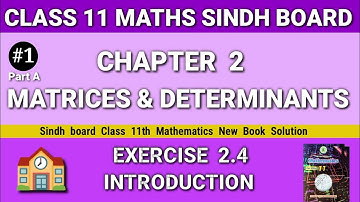 Class 11 Maths Sindh board Chapter 2 Exercise 2.4 Introduction new book Matrices & Determinants