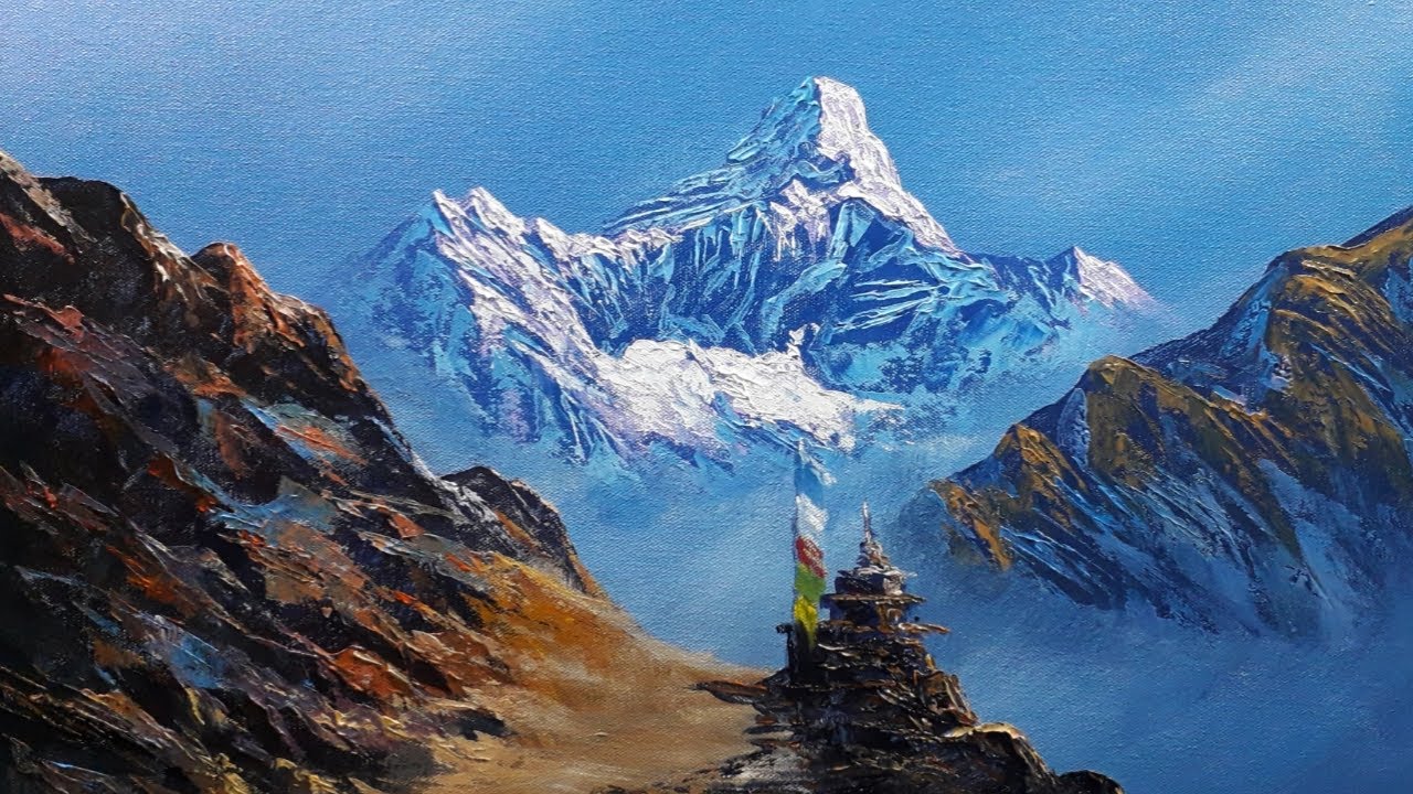 Everest Mountain Acrylic Painting BK ART Galllery YouTube