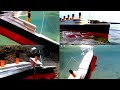 Cardboard ship sinking, sinking of the Titanic after colliding with an iceberg