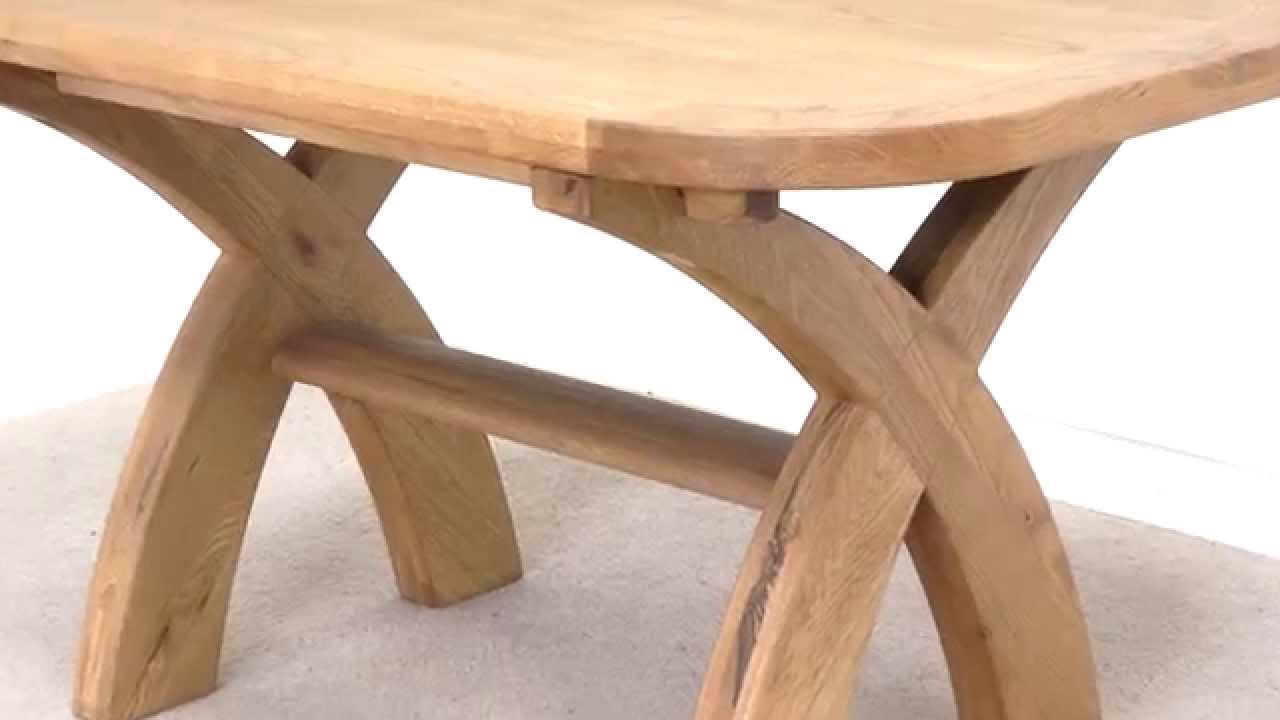 Country Oak 1.4m Cross Leg Oval Table - YouTube