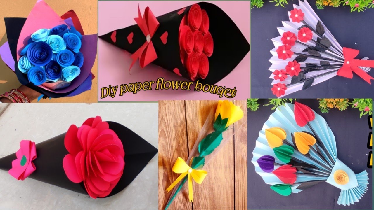 Valentine's Day Special Diy Paper Flower BOUQUET💐//How-to Make Handmade Bouquet💐//Easy  paper flower
