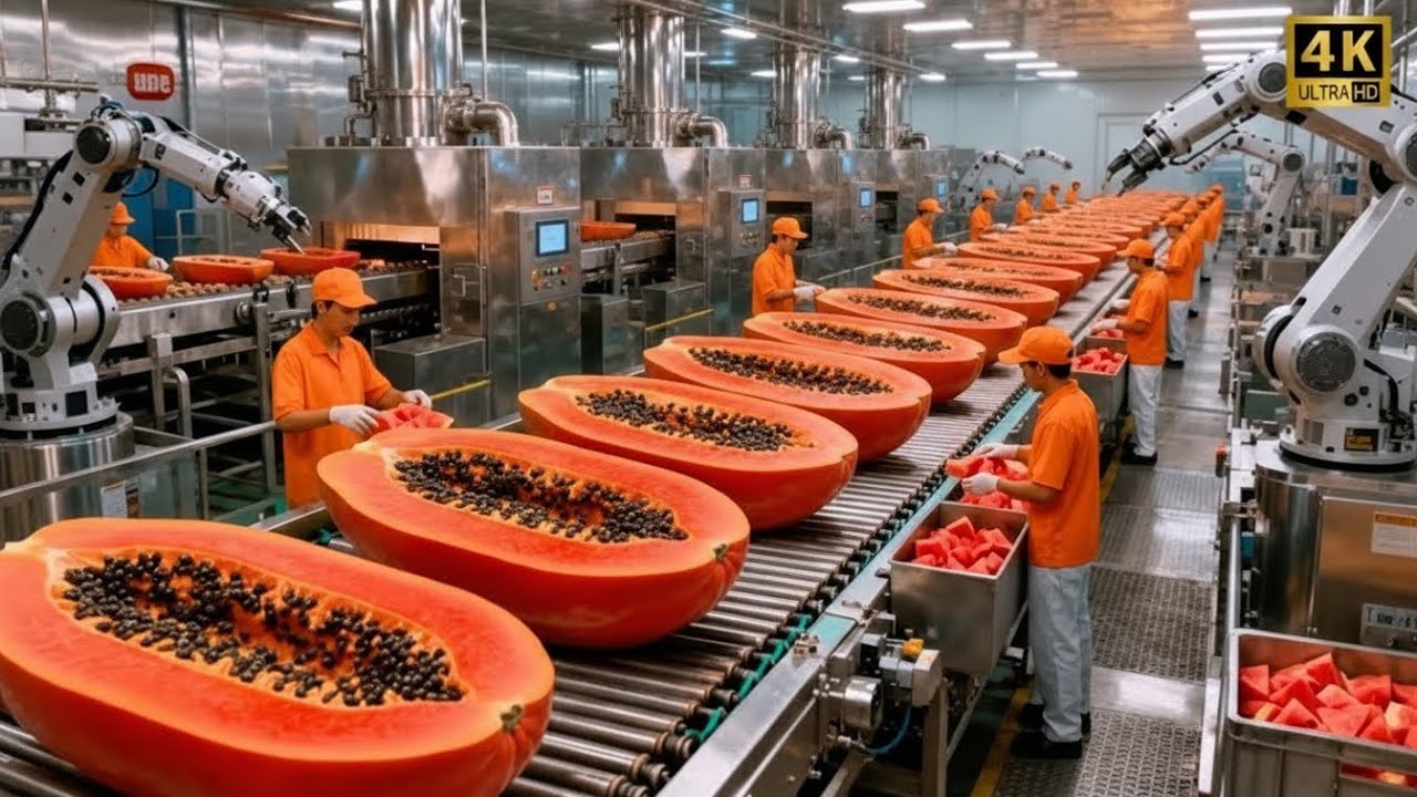 How Papaya Purée Is Made | Inside a Modern Papaya Factory (Full Process)