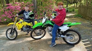 Kids new dirt bike is so fun. I ride better though