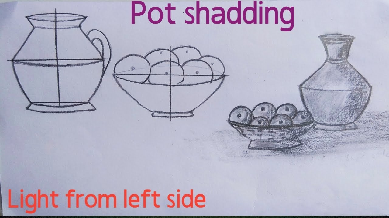 Pot drawing shading I pot drawing sketch I drawing for kids I drawing