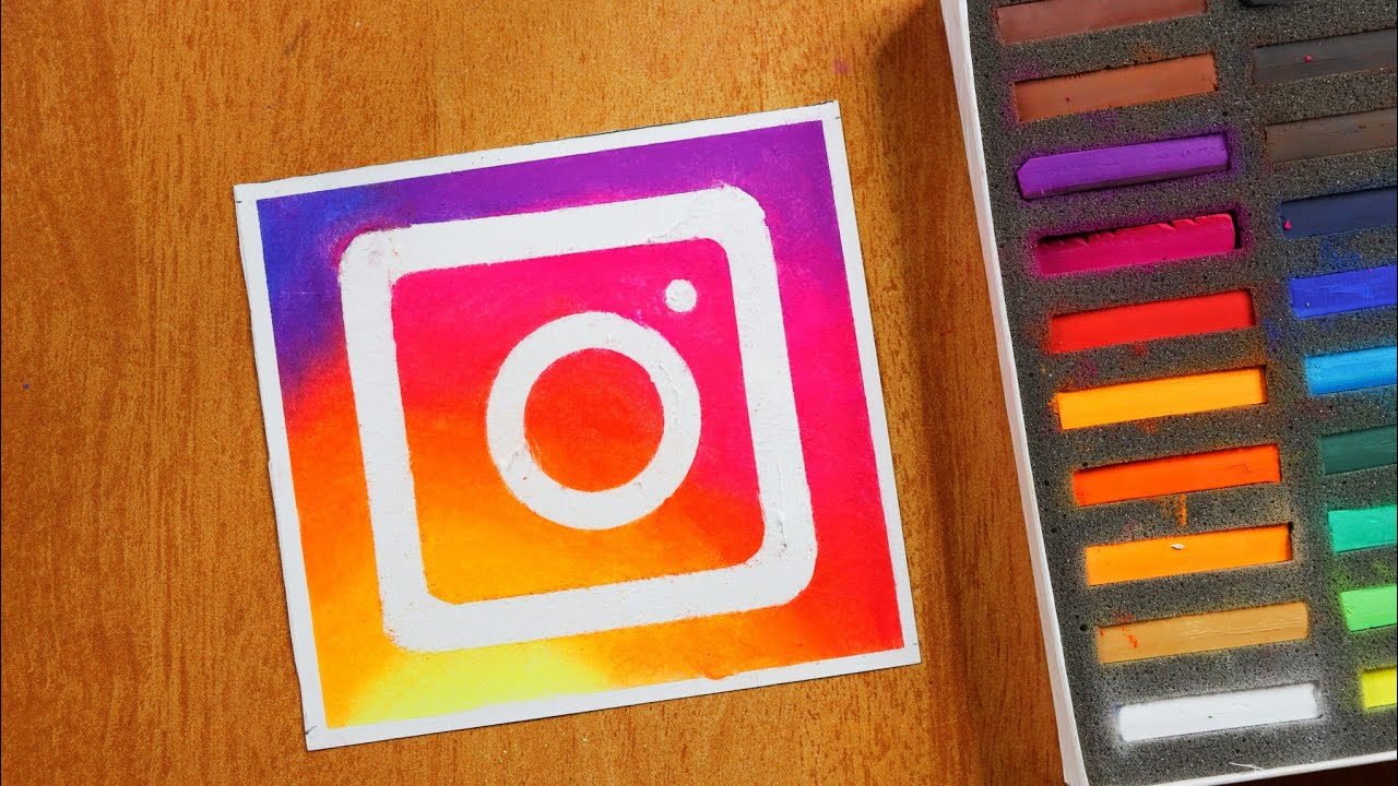 INSTAGRAM logo Drawing with soft Pastel / Easy oil pastel Drawing for Beginners