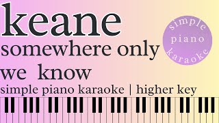 somewhere only we know by keane | simple piano karaoke | higher key (+2)