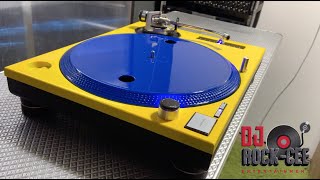 Custom Technics 1200 MK2 Neon Yellow/Neon Blue -All Around Blue Led  (www.rockceeentertainment.com)