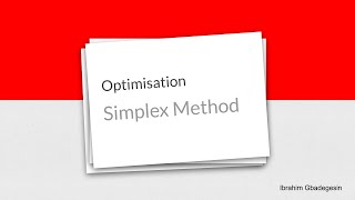 Optimisation - Simplex Method