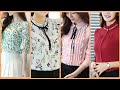 , latest stylish chiffon blouses with dots check plane and printed patren collection