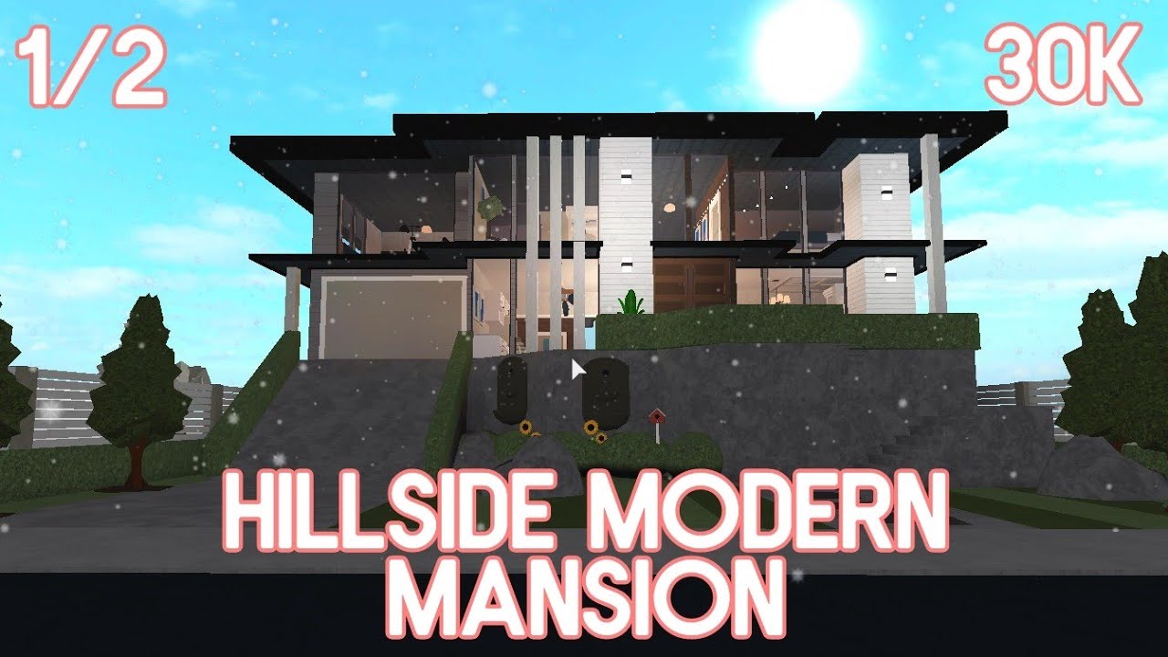 Roblox | Bloxburg: 30k Hillside Modern Mansion Speedbuild (1/2) - YouTube