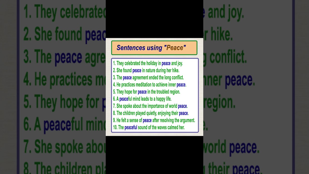 Learn English Sentences using the word Peace | Learn Spoken English  #english #englishvocabulary - YouTube