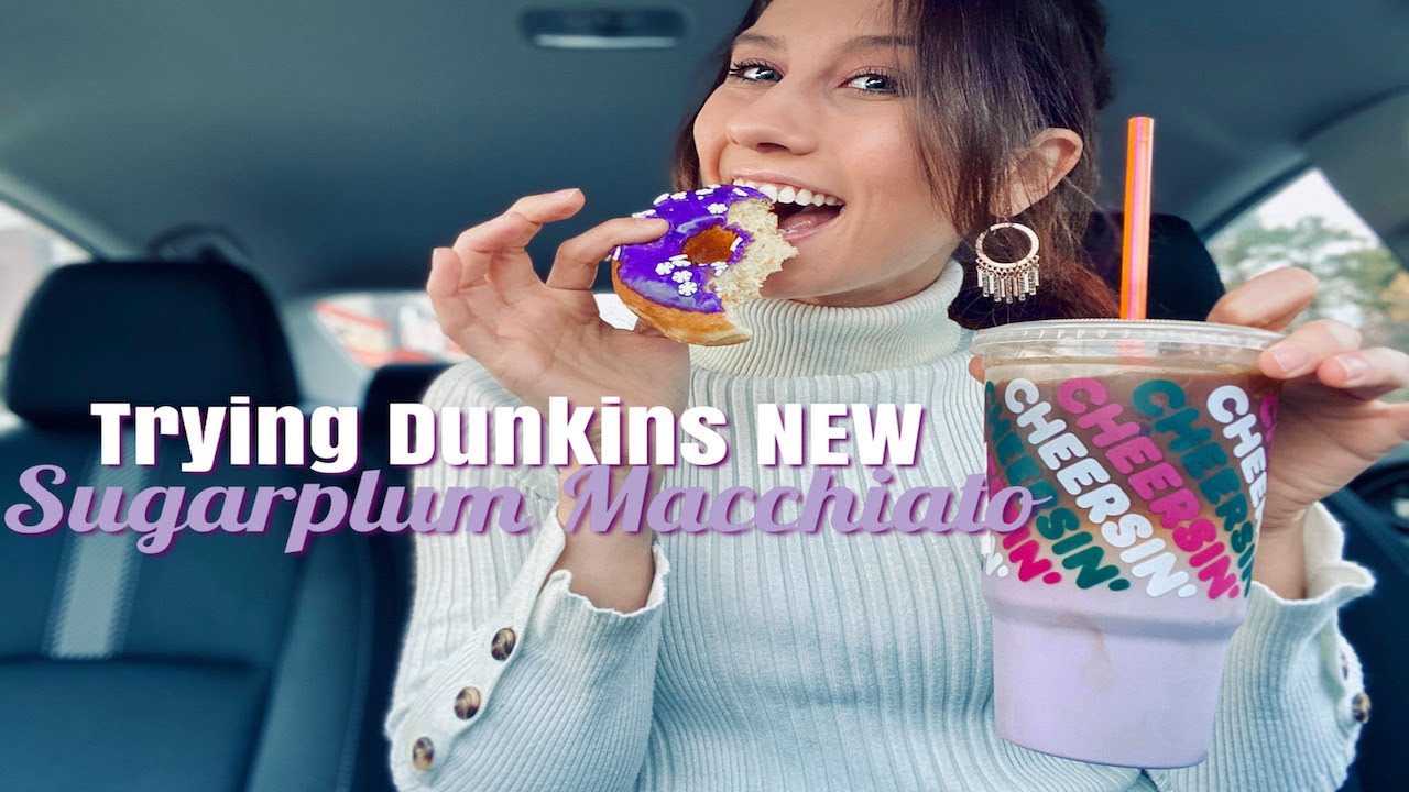 💜 BERRY FLAVORED COFFEE?!? Trying Dunkin Donuts New SUGAR PLUM