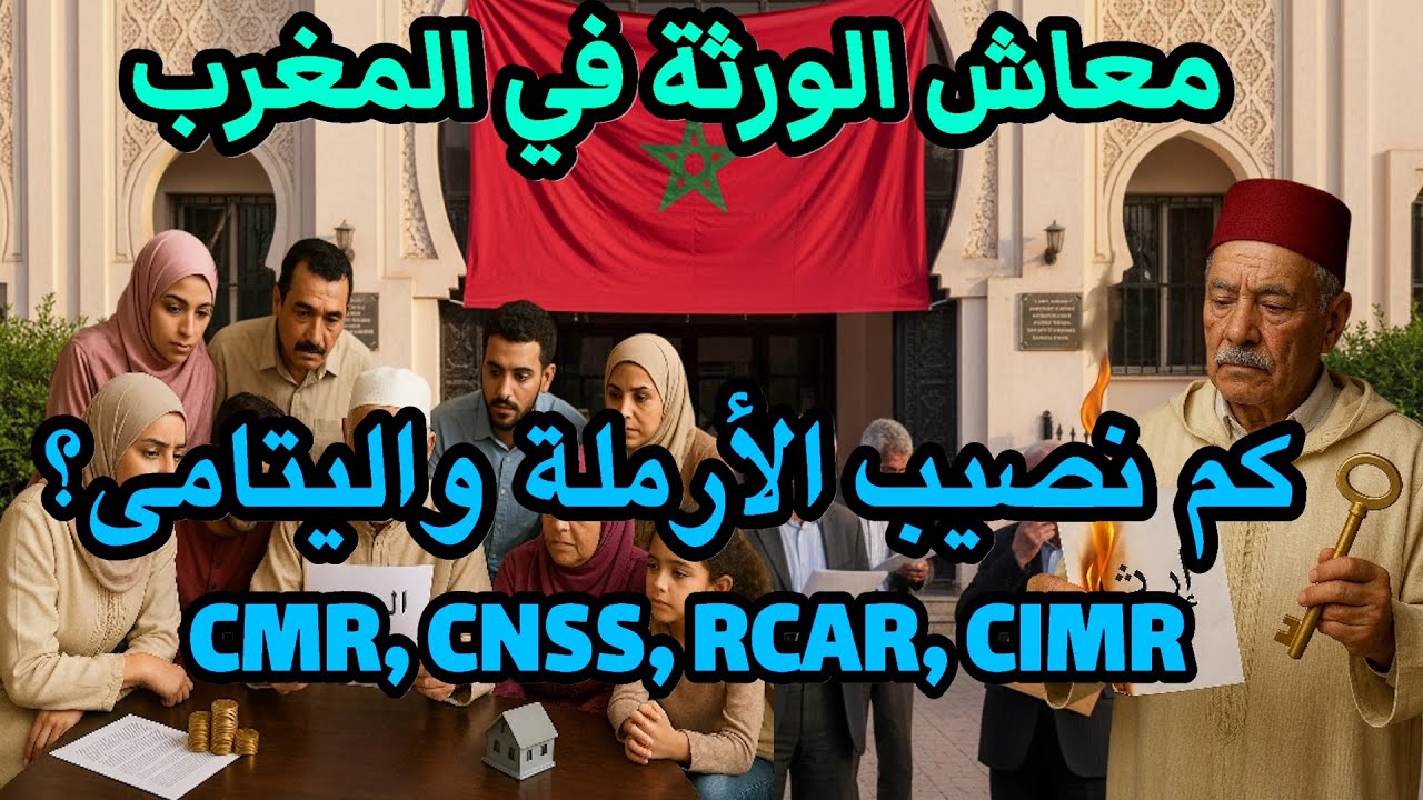 معاش تقاعد الورثة في المغرب 2025 | حق الأرملة واليتامى بعد الوفاة | الفرق بين CMR وCNSS وCIMR