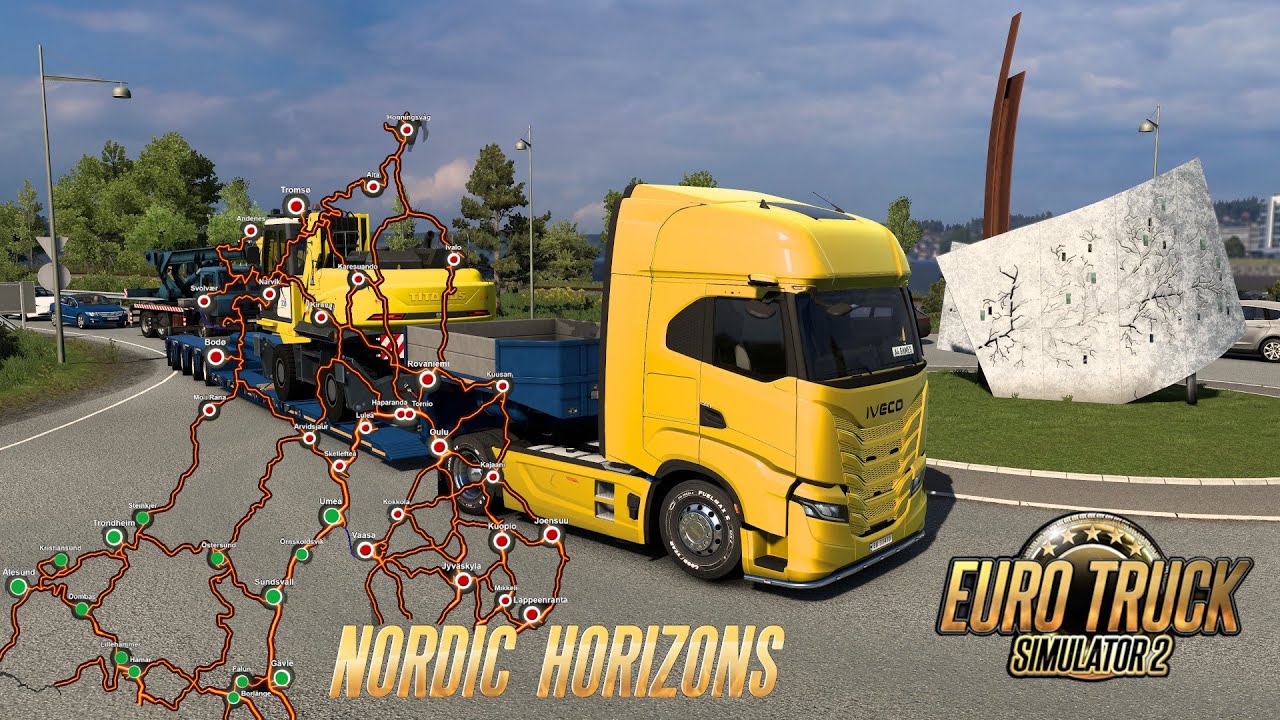 Euro Truck Simulator 2 Nordic Horizons DLC Gameplay City Steinkjer Norway #14