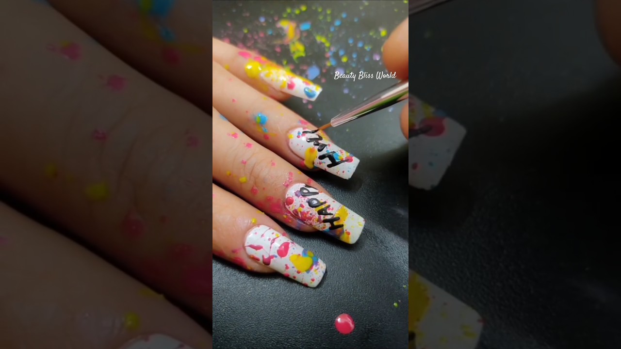 easy Holi Nailart design 💅💅🎉
