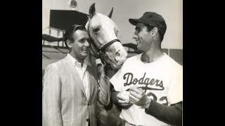Sandy Koufax pitches to Mr. ED
