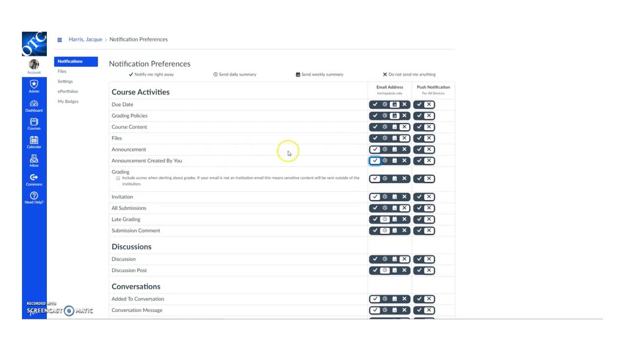 Canvas Announcement Student Notification Settings YouTube