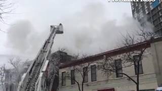 Firefighters are scrambling to put out the fire and smoke is billowing everywhere at the Cedar Ave f