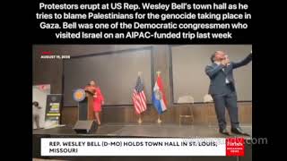 AIPAC funded Congressman Wesley Bell destroyed at town hall for being pro Israel