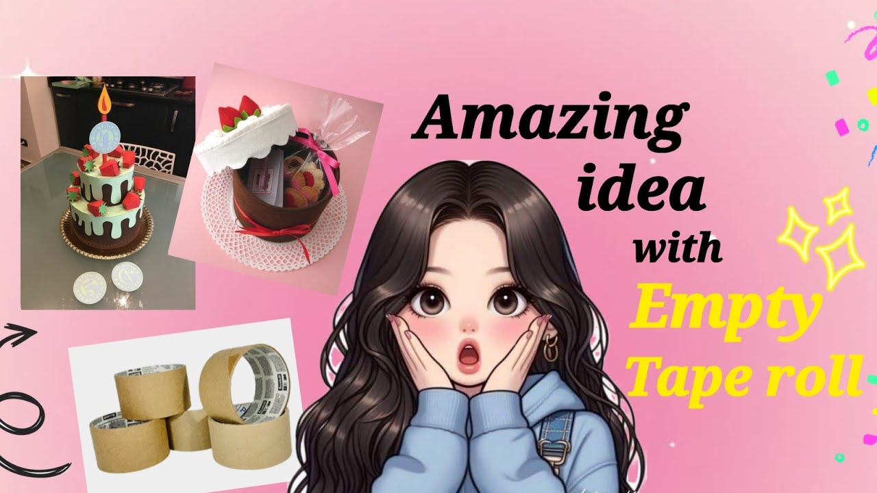 Cake Gift Box Idea 🎂| Empty tape roll idea 💡| handmade [New] || step by step || @SweraHina