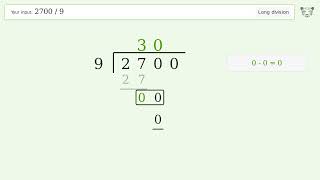 2700/9 Long Division — Step-by-Step | Tiger Algebra Solver