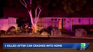 Police pursuit leaves one person dead after car crashes into Modesto home