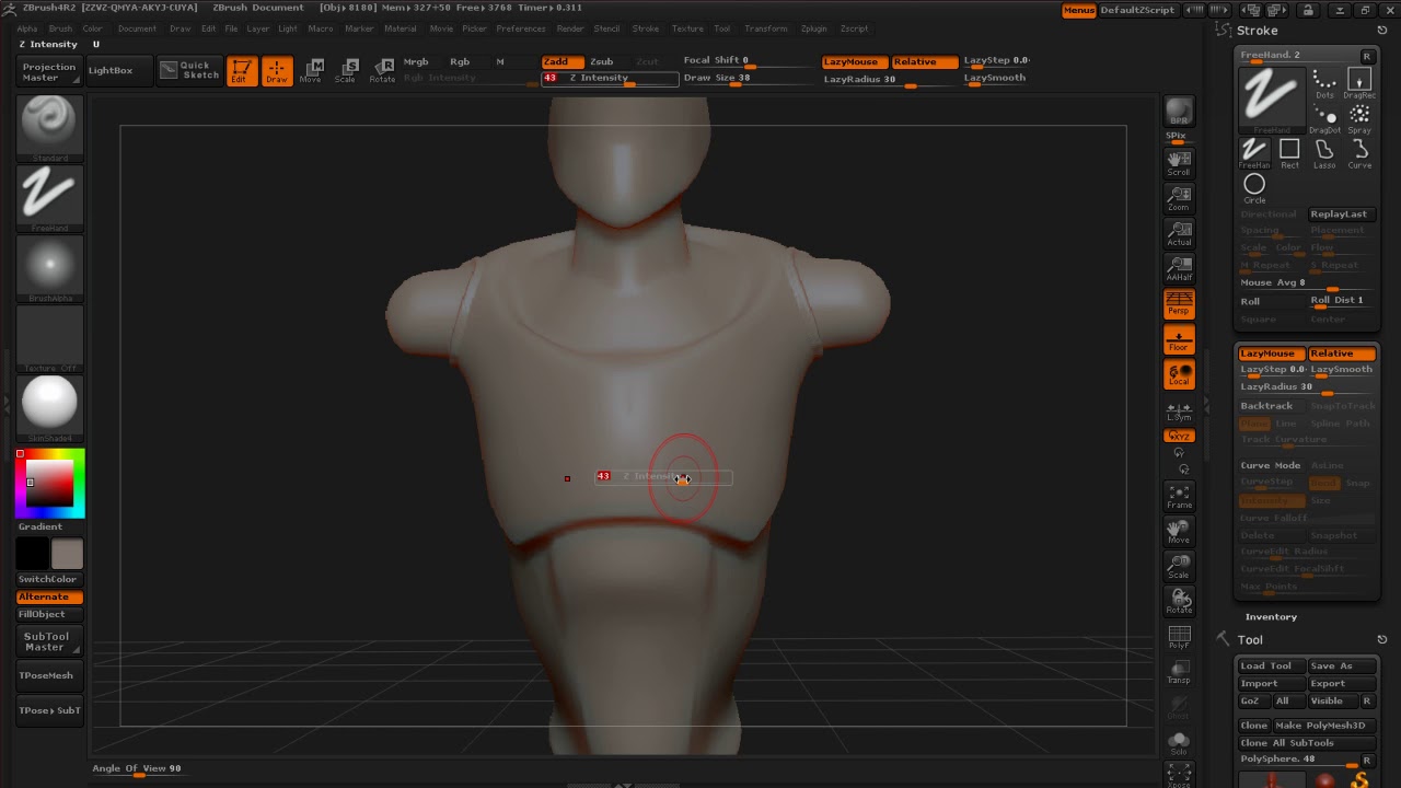 how to change the lazy mouse on zbrush