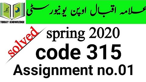 aiou solved Assignment spring2020 | code 315 Assignment no 01