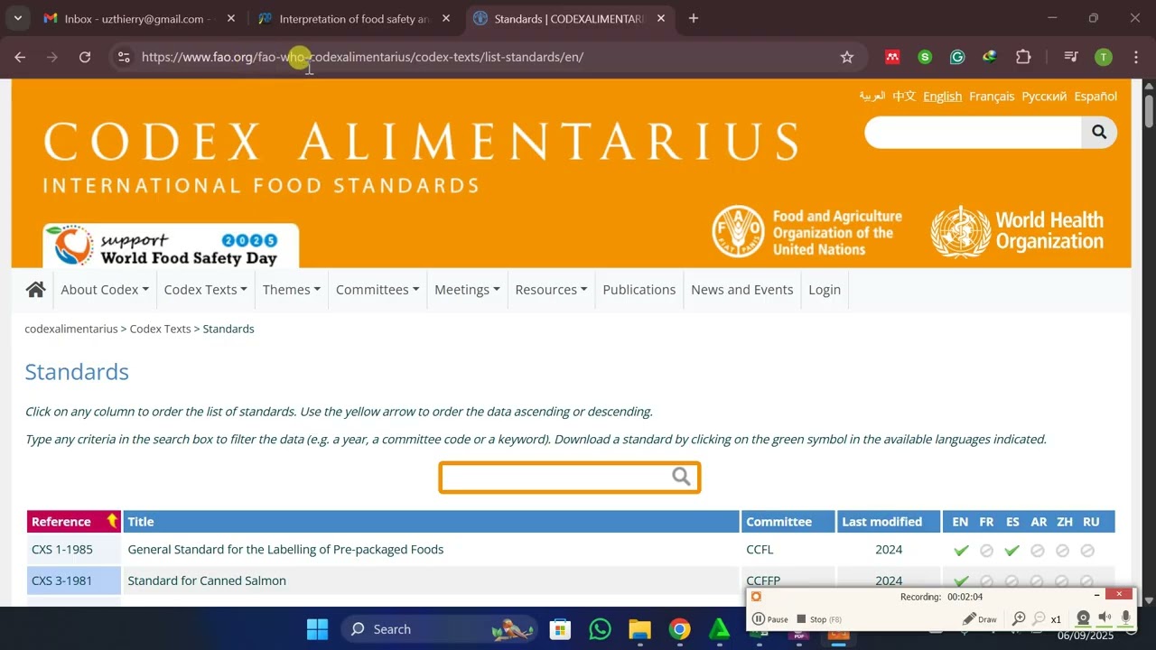 How to download free standards from Codex Alimentarius website
