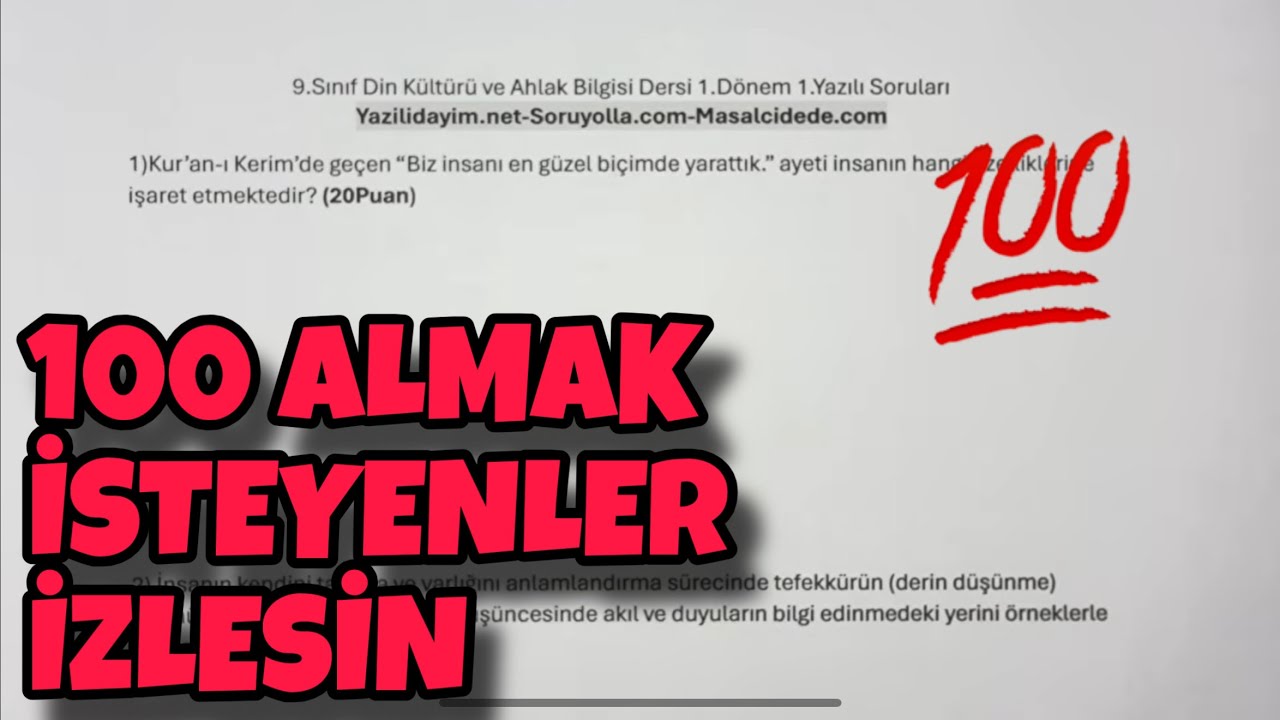 9.Sınıf Din Kültürü 1.Dönem 1.Yazılı